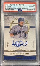 2021 Ichiro Topps Definitive Auto /10 Pop 1 PSA 10