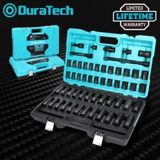 DURATECH 55-Pieces 1/2" Impact Socket Set 6 Point Deep Impact Sockets SAE Metric