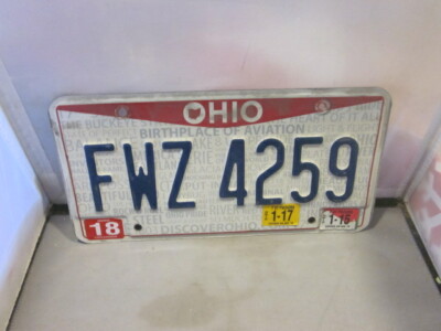 OHIO LICENSE PLATE # FWZ 4259 EXPIRED OVER 3