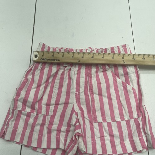 Members Mark Pink Stripe Linen Blend Pull On Shorts Youth Girls Size 6 - Picture 3 of 5