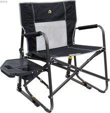 GCI Outdoor Freestyle Rocker XL with Side Table Camping Chair | Folding Black