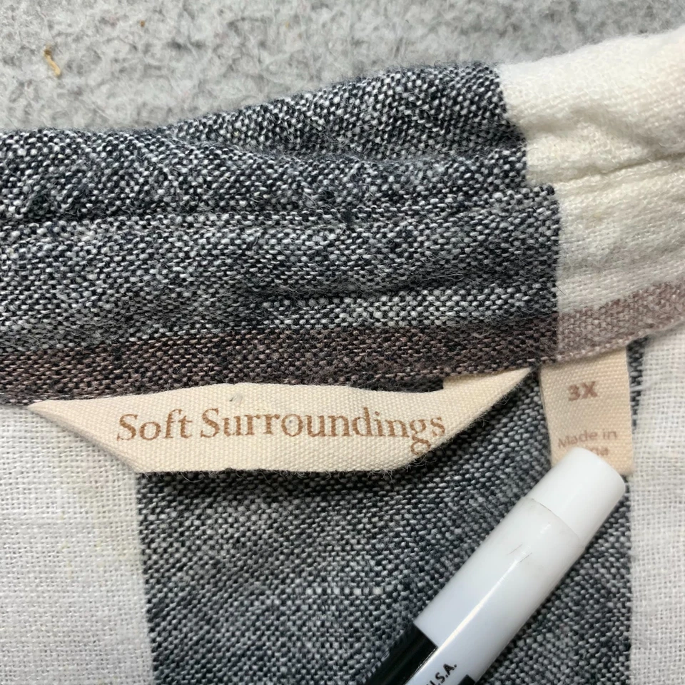 МЯГКОЕ окружение рубашка женщин 3 X блузка на пуговицах верхний клетку черный белый - Изображение 3 из 4