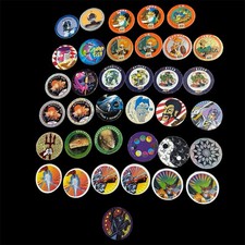Vintage 90s Pogs Milk Cap Mixed Lot Of 35 Piece And 1 Slammer