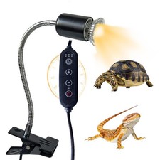 Reptile Heat Lamp UVA UVB Aquarium Turtle Tank 2 50W Basking Light Timer