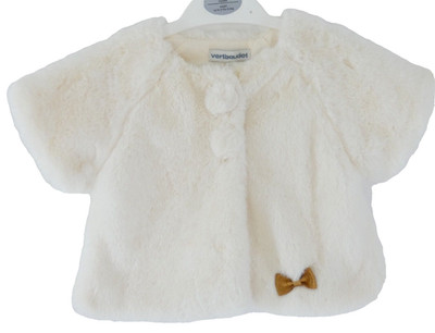Coat Vertbaudet Baby Girl Faux Fur Shrug Ivory Plush Occasion 12 18 Months