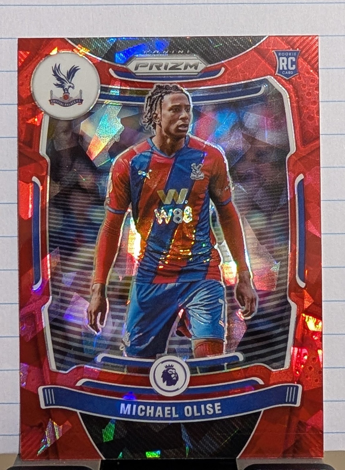 🔥⚽️2021-22 Panini Prizm Premier League #296 Michael Olise Red Cracked Ice RC
