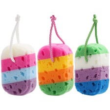 3 Pieces Exfoliating Bath Sponge Body Sponges Shower Loofah Soft Bathing Pouf...
