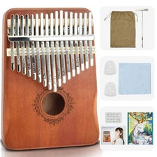 17 Key Kalimba Thumb Piano - Portable Finger Piano with Tuning Hammer & Study...