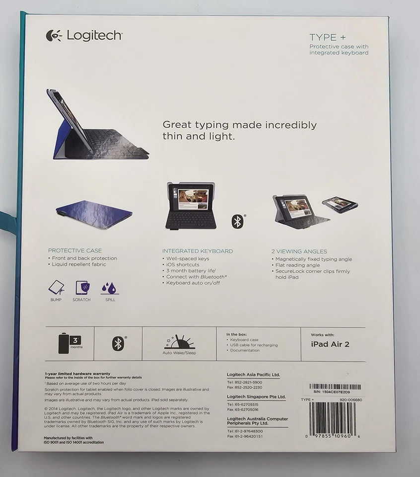 Logitech Type + protective case & keyboard iPad Air 2 920-006680 - Image 2 of 3