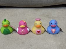 NEW, SET OF 4 VALENTINE MINI RUBBER DUCKS, ANGEL, HEART, DINOSAUR, CHEF