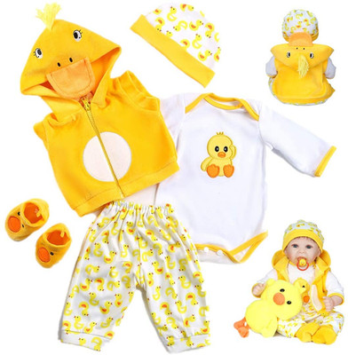 Reborn Baby Dolls Clothes 22 Inch Outfit Accessories Yellow Duck 5Pcs Set for 20