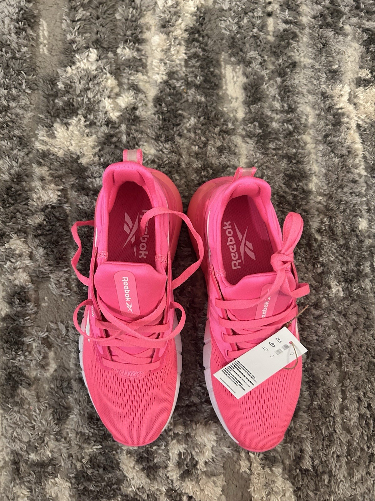 Reebok Pink White womens Lace Up Low Top Running Athletic Sneakers