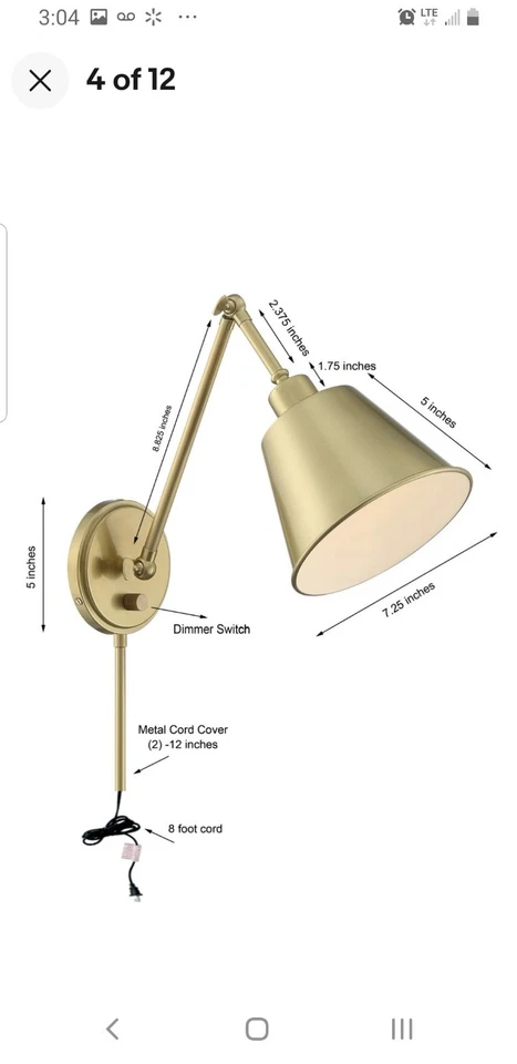 NUEVO Aplique de pared Crystorama Lighting MIT-A8020- Mitchell 30" brazo oscilante latón envejecido Foto 4 de 4