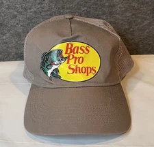 Bass Pro Shops Grey/Tan Mesh Snapback Unisex Trucker Hat, Gone Fishing Cap Hunt