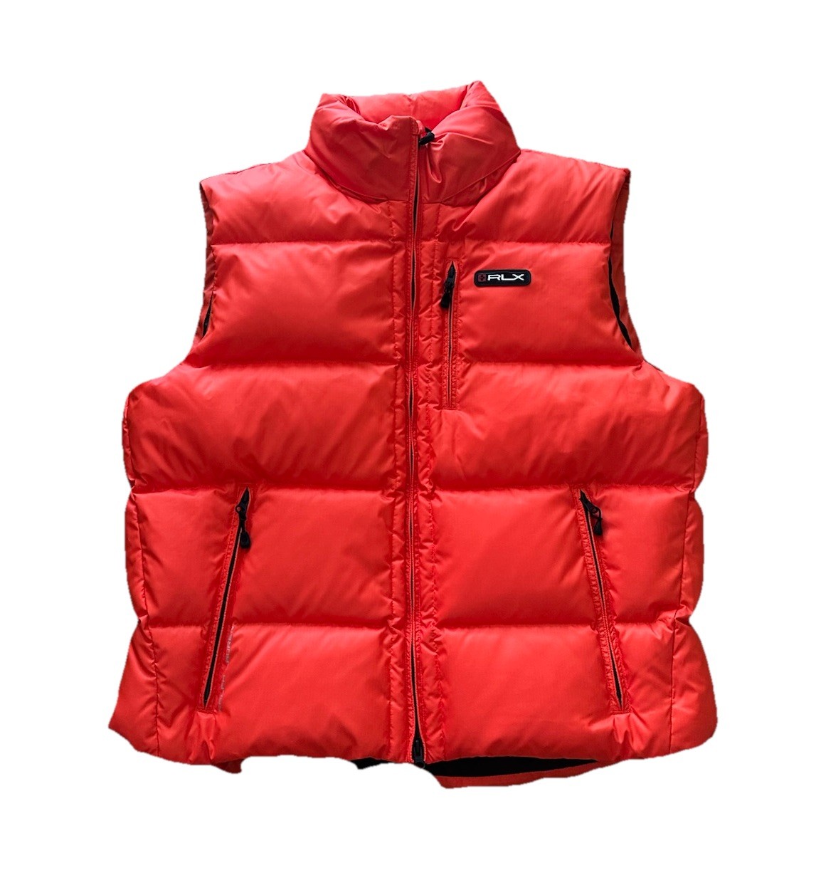 RLX Ralph Lauren Down Puffer Vest Mens Size XXL Orange Full Zip Packable Hood