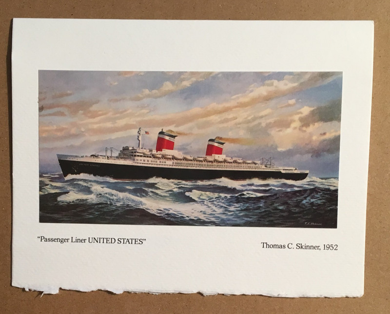 NEWPORT NEWS SHIPBUILDING CHRISTMAS CARD - 1984 - LINER S.S. UNITED STATES !!!