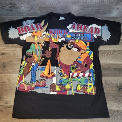 VTG 90s Looney Tunes Taz Wile E Coyote AOP T-shirt Highway Honchos Large Freeze 