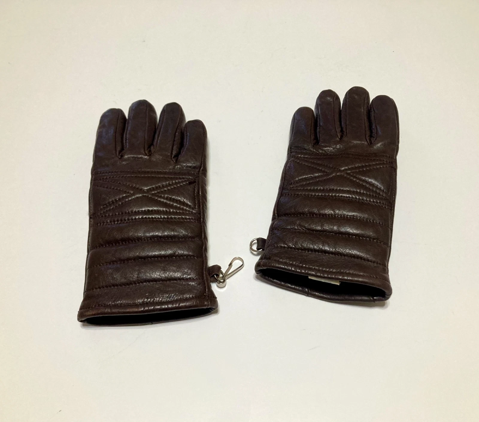 Vintage KOMBI Women’s Genuine Leather Gloves Size M Brown Quilted Japan