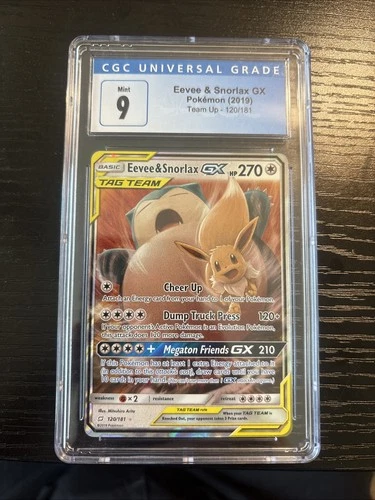 [CGC 9] Eevee & Snorlax GX 120/181 Team Up Tag Team Holo Rare POKEMON Rare
