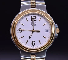 ESQ SWISS by Movado Watch Men Date E3699 Two-Tone Stainless NEW BATTERY