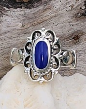 Vintage Sterling Silver Ring with Blue Lapis Inlay, Size 7, New