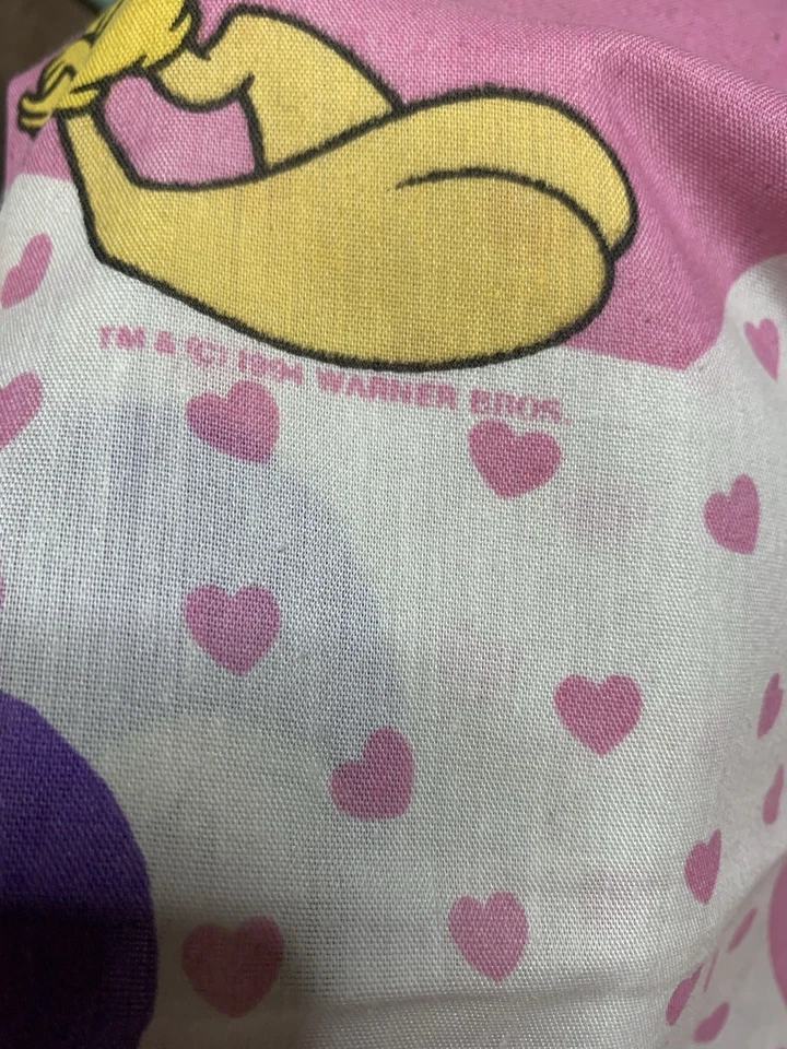 1994 Set 2 Panels Vintage Looney Tunes Pink Hearts Curtains 40”x99” Tweety - Image 2 of 2