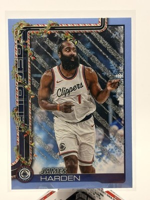 2025-26 Topps Holiday #H113 James Harden Light Blue and White Glitter Holiday