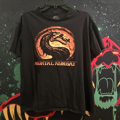 MORTAL KOMBAT 9 Dragon Fire Logo 2011 Shirt Size L NetherRealm Videogame