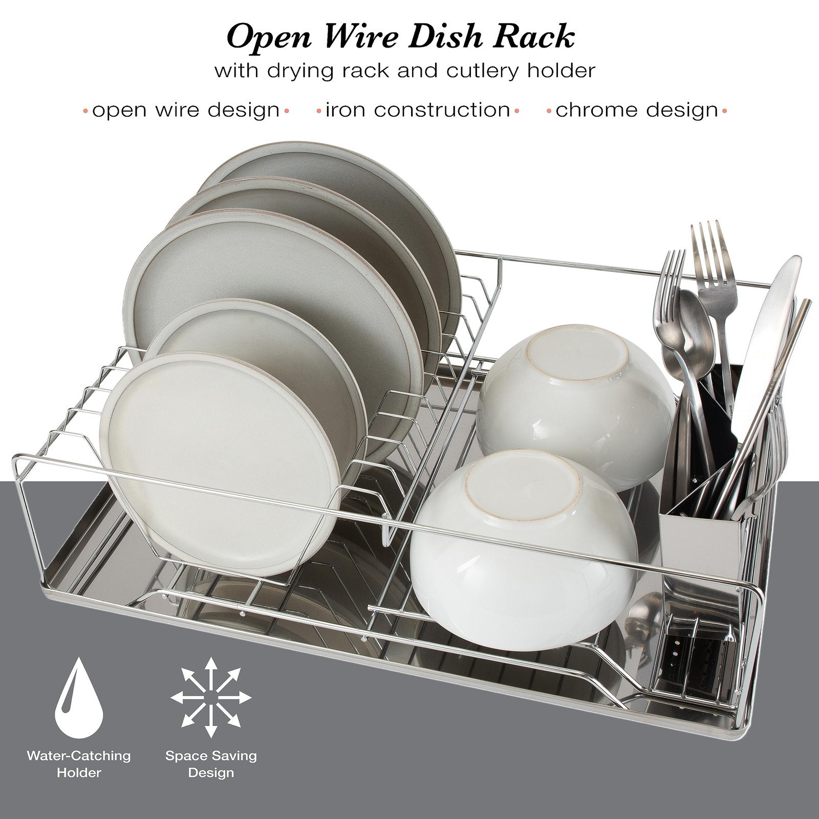 3 Piece Dish Rack | Drain Tray | Cutlery Holder | Countertop | Organizer | Ho...