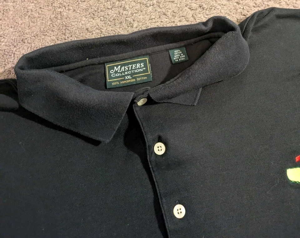 Polo de colección Masters Golf Tournament Augusta National algodón negro para hombre 2XL Foto 4 de 4