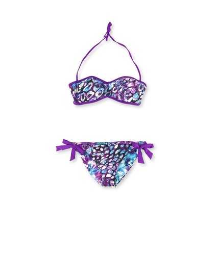 Becca Womens Printed Push Up 2 Piece Bikini, Purple, Medium