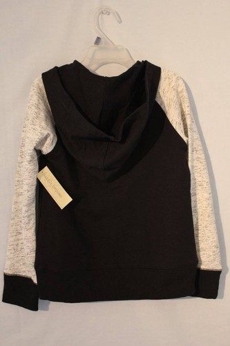 NEW Girl Hooded Jacket XS 4 - 5 Black Gray Top Full Zip Light Weight Knit Hoodie - Picture 2 of 2