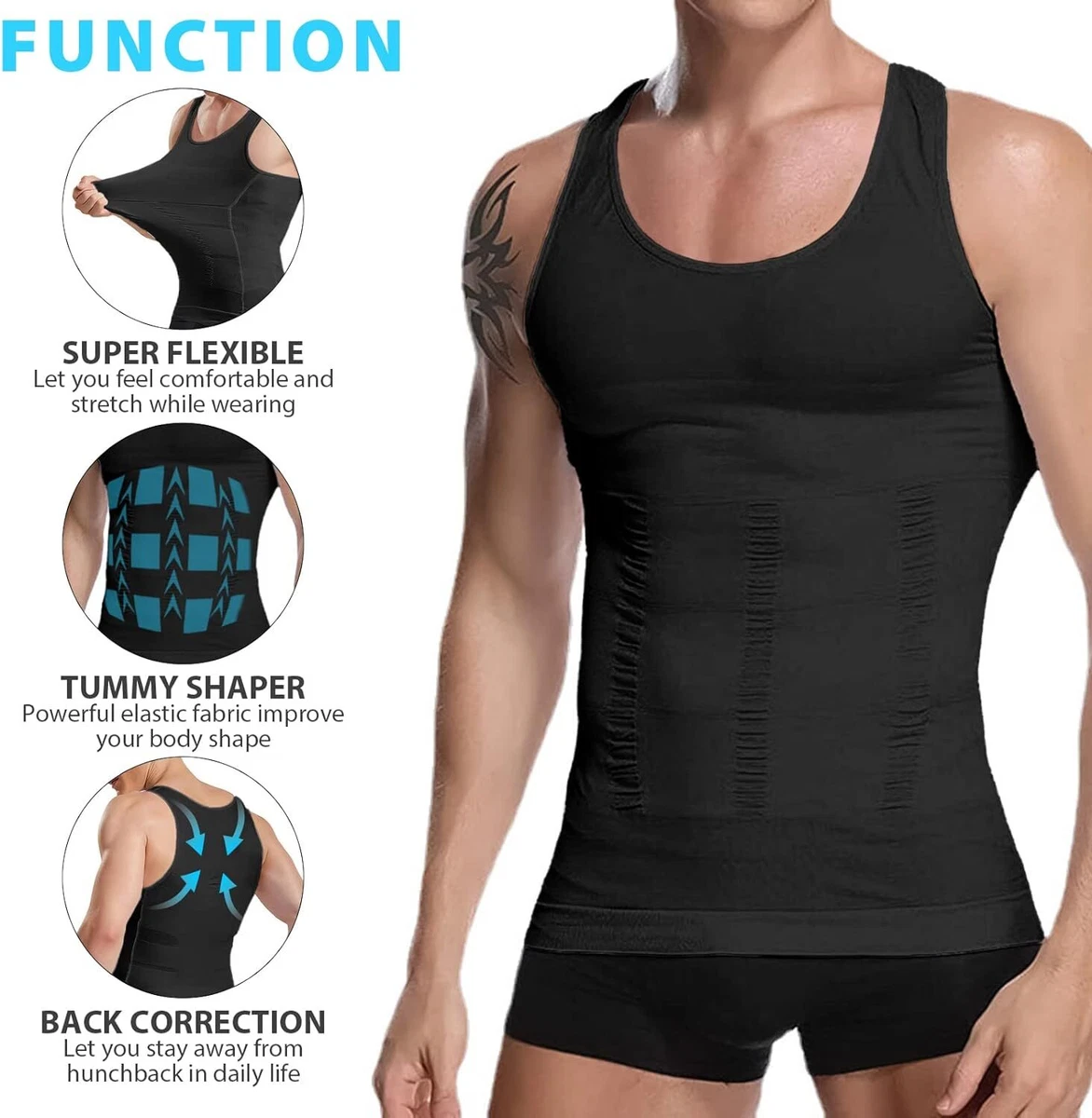 UK Be-In-Shape Men's Slimming Body Shaper Shapewear Vest Tummy