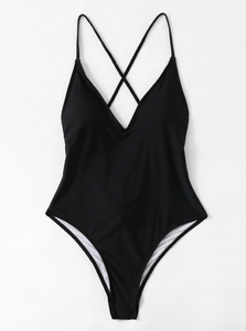 Shein lazo a la espalda Fuller busto de una pieza negro traje de baño talla  grande | eBay