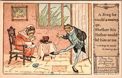 Randolph Caldecott Frog He Would a-Wooing Go Vintage Postcard X74