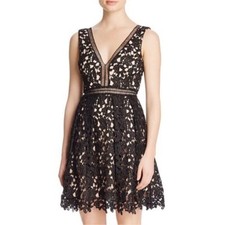 Alya Francesca’s Women’s Size Medium Sleeveless V-Neck V-Back Dress Black Beige