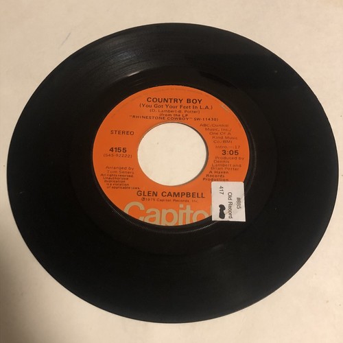 Glen Campbell 45 Vinyl Record Record Collectors Dream Country Boy eBay