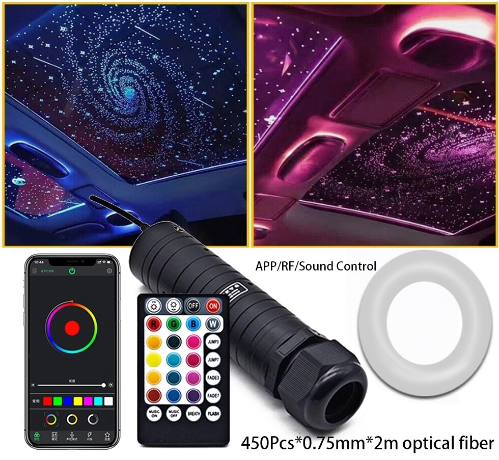 450x Car Headliner Roof Star Light Kit RGB LED Fiber Optic