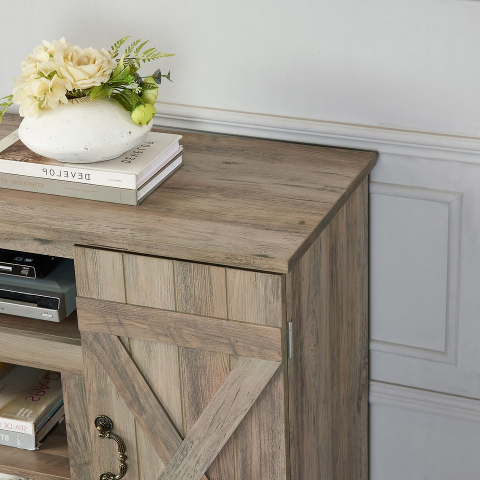 Retro TV Stand Farmhouse for TV Up To 50" with Open and Closed Storage