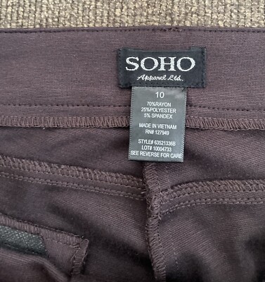 NWT Women's SOHO Apparel Ltd Stretchy Ankle Pants Size 10 Brown | eBay