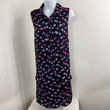 Artisan NY Shirt Dress Women's Size 10 Sleeveless Floral Chiffon Knee Length
