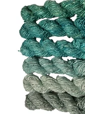 100 g Grab Bag Natural Aqua Green mix1 shades Recycled Banana Silk Yarn
