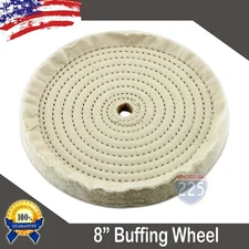 8" x 40 ply 5/8 Inch Arbor Hole Stitched cotton polishing buffing wheel