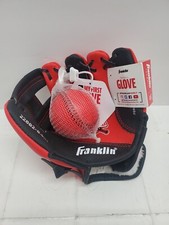 Franklin Sports 8.5" Air Tech Kids Red Teeball Baseball Glove  Ball Left Handed