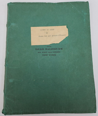 LEGEND OF SARAH / James Gow & Arnaud d'Usseau 1950 Play Script, Leah Salisbury