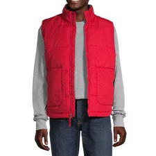 St. John's Bay Quilted Cargo Mens Puffer Vest XL Red $50 value Zipper