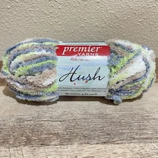 Premier Yarn Hush Chenille Verigated Color Zen Garden White Green Gray  1.75 oz