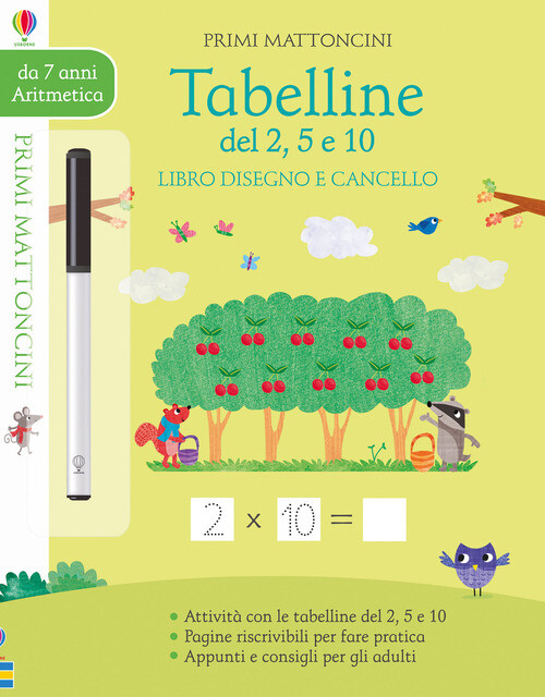 TABELLINE DEL 2, 5, E 10 . LIBRO DISEGNO E CANCELLO. PRIMI MATTONCINI BATHIE HOL