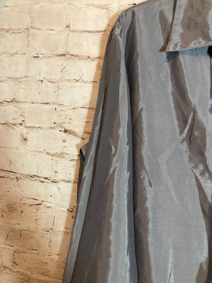 Silk Essentials Popover Top Womens 1X Dark Silver Organza Lightweight Capsule - Image 4 of 4