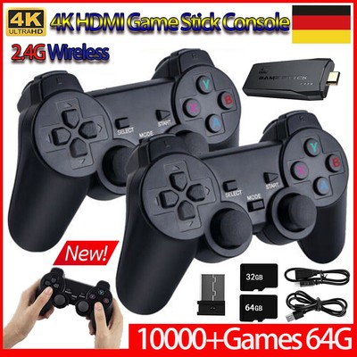 35000+ Retro Video Game Console 4K HD TV Game Stick 128GB+2 Wireless Controllers